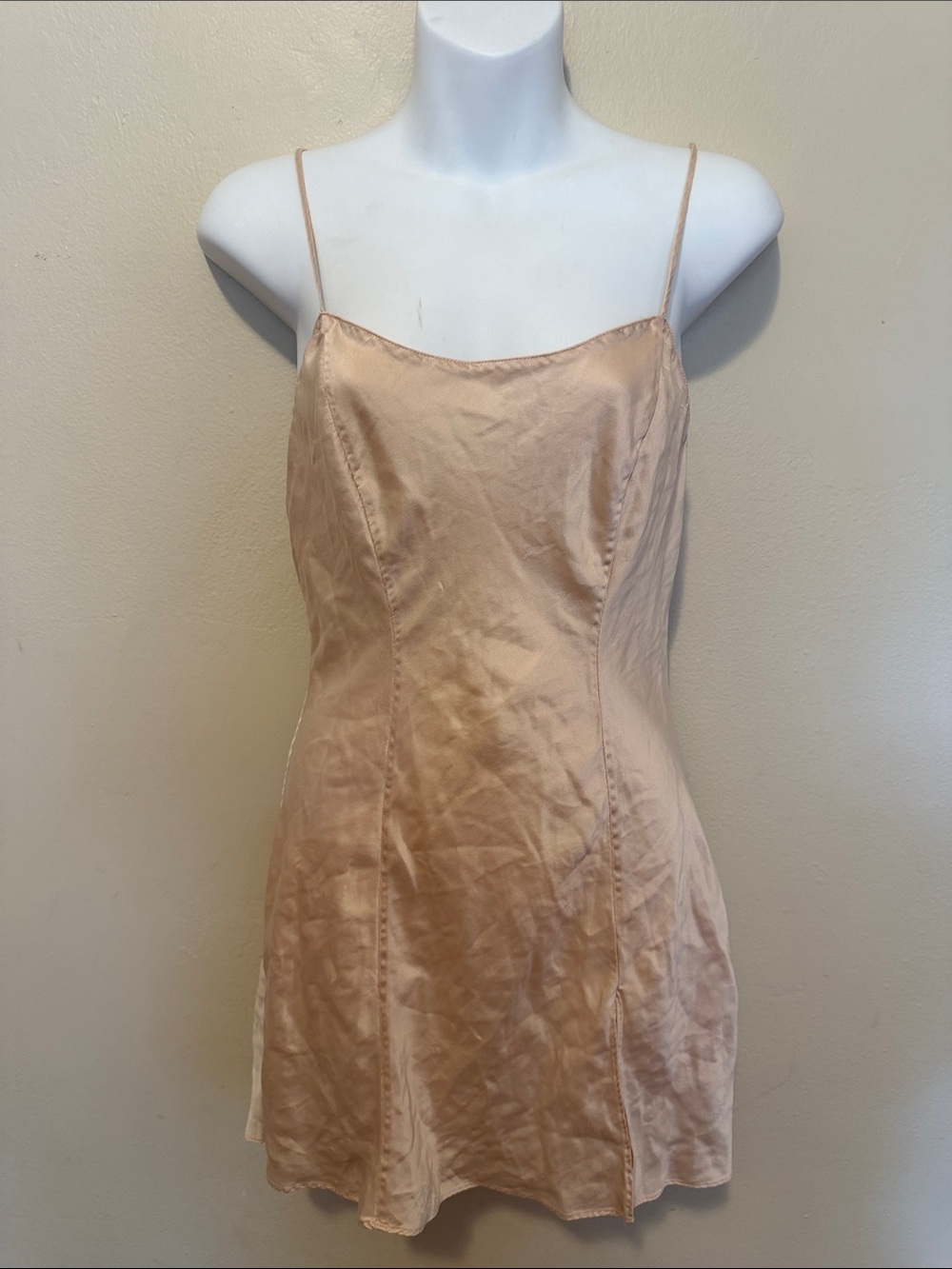 100% SILK VINTAGE Victoria's Secret Nude Chemise Slip
